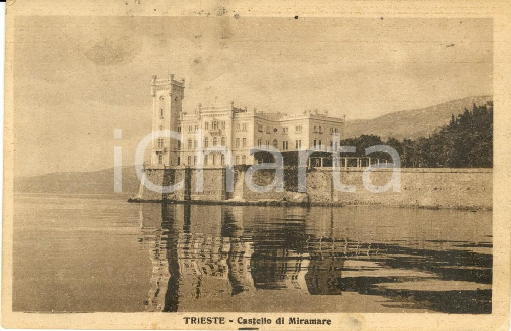 Cartolina originale da collezione 1932 TRIESTE Veduta del Castello di MIRAMARE Cartolina FP VG 1