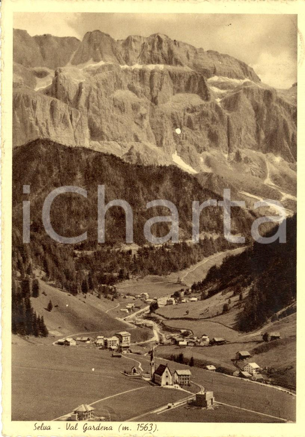 Cartolina originale da collezione 1939 SELVA VAL GARDENA BZ Veduta panoramica paese e vallata Cartolina FG VG 1