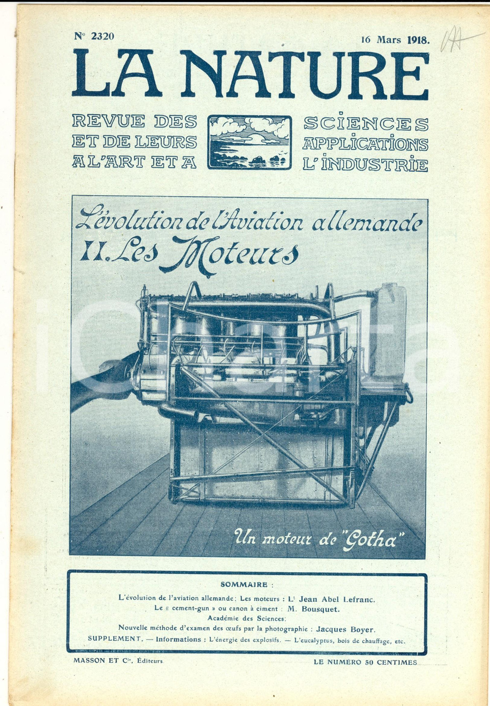Giornale, rivista storica 1918 LA NATURE Moteurs de l aviation allemande Revue ILLUSTREE nÂ° 2320 1