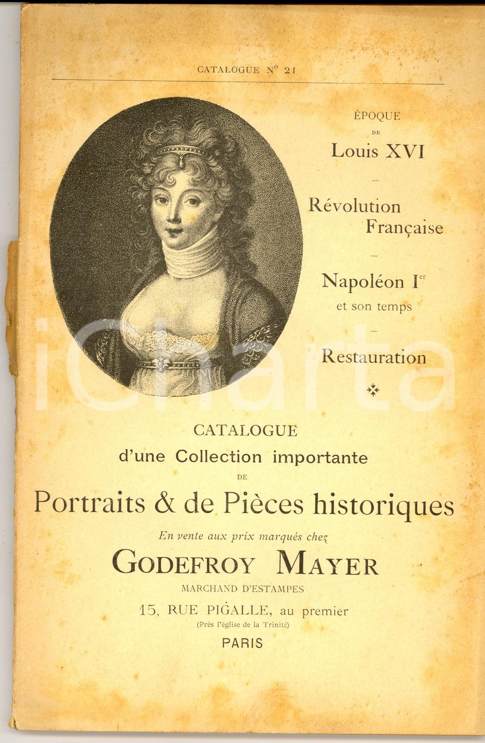 1880 ca PARIS Catalogue vente Godefroy MAYER portraits et pièces historiques