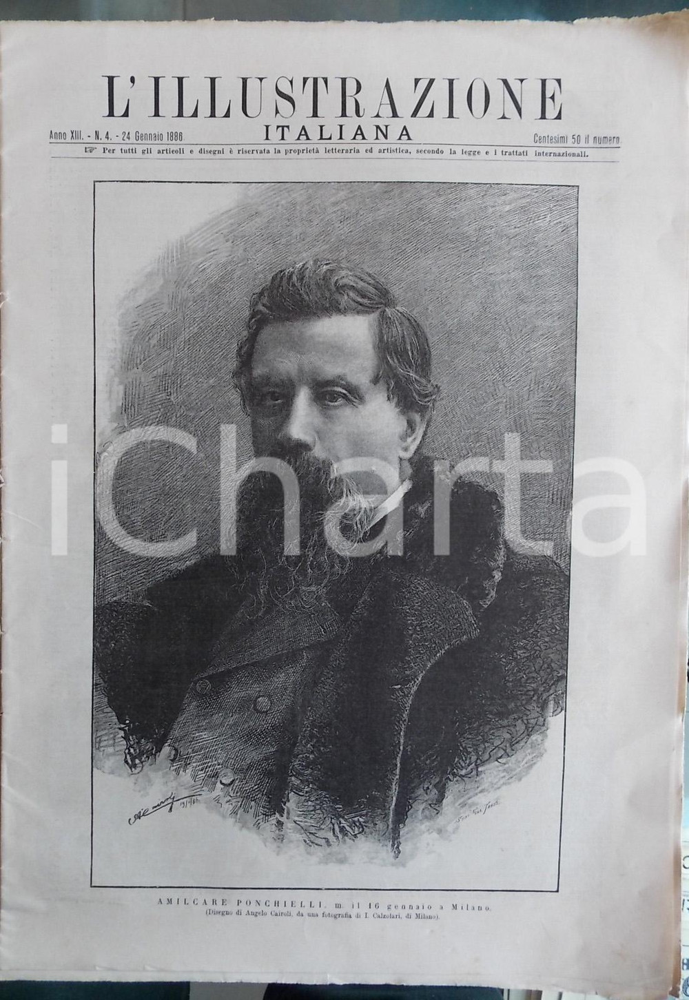 Giornale, rivista storica 1886 L ILLUSTRAZIONE ITALIANA Amilcare PONCHIELLI Rivista anno XIII nÂ°4 1