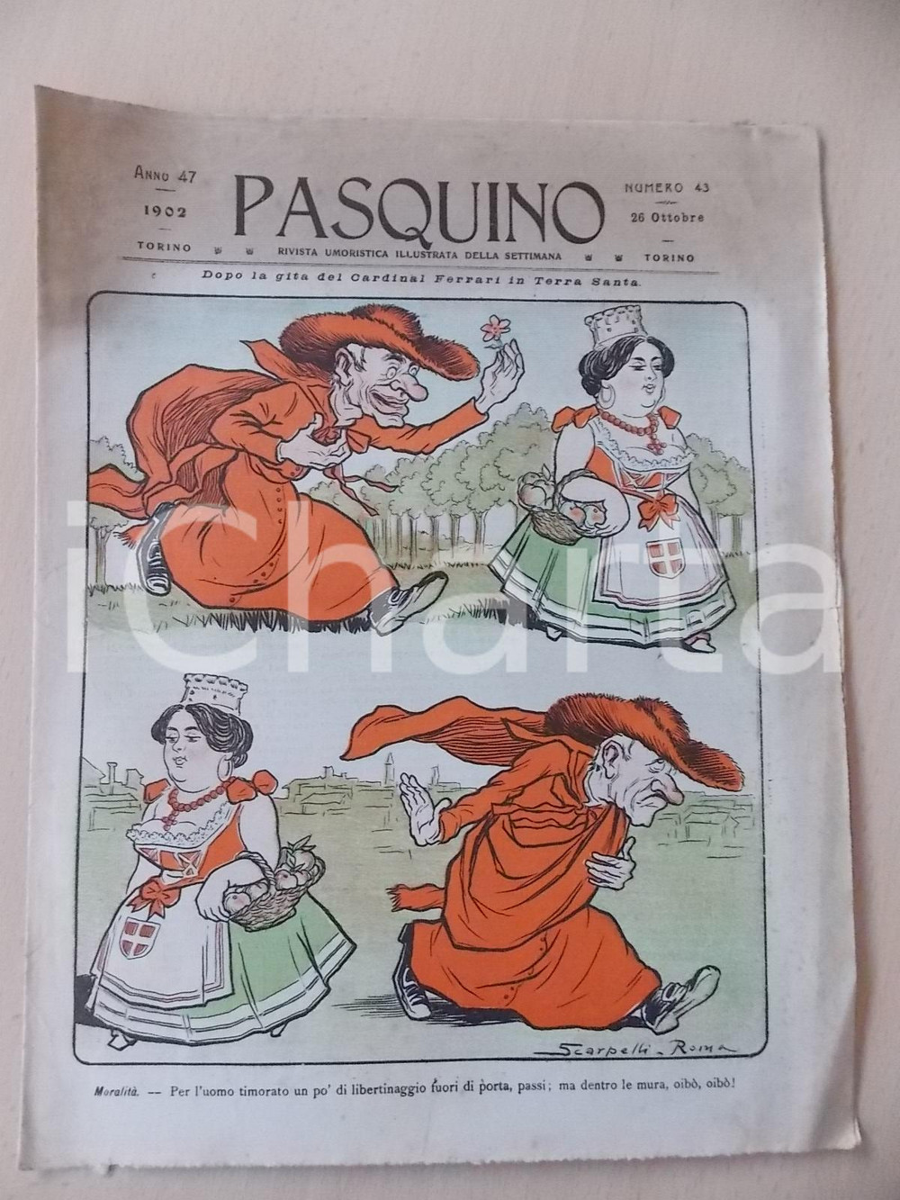 Giornale, rivista storica 1902 PASQUINO Rivista  Gita del card. FERRARI in Terra Santa Anno 47 n°43 1