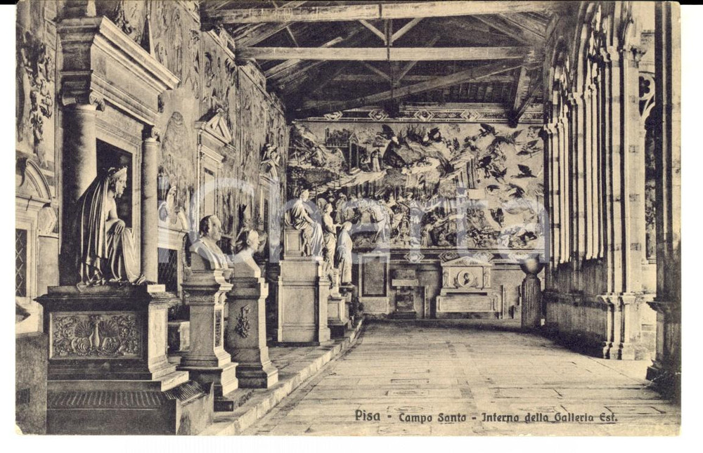 Cartolina originale da collezione 1910 ca PISA Camposanto  Interno della Galleria est Cartolina postale FP NV 1