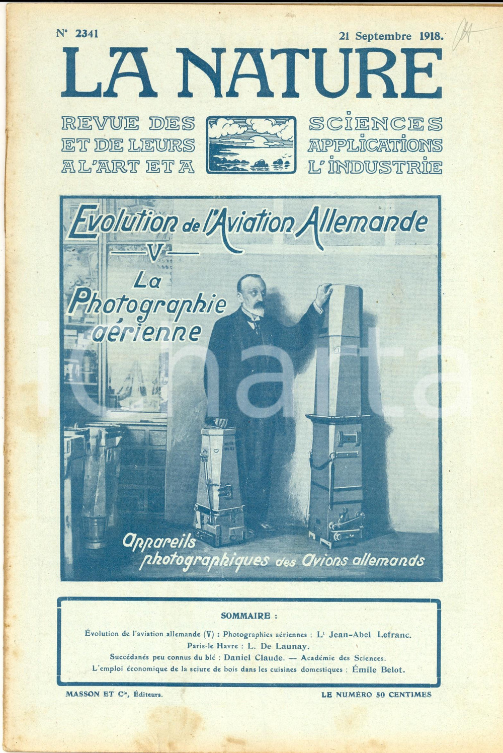 Giornale, rivista storica 1918 LA NATURE Aviation allemande et photographie Revue nÂ° 2341 1