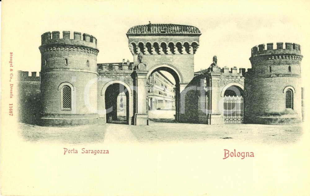 Cartolina originale da collezione 1900 ca BOLOGNA Veduta di Porta SARAGOZZA Cartolina FP NV 1