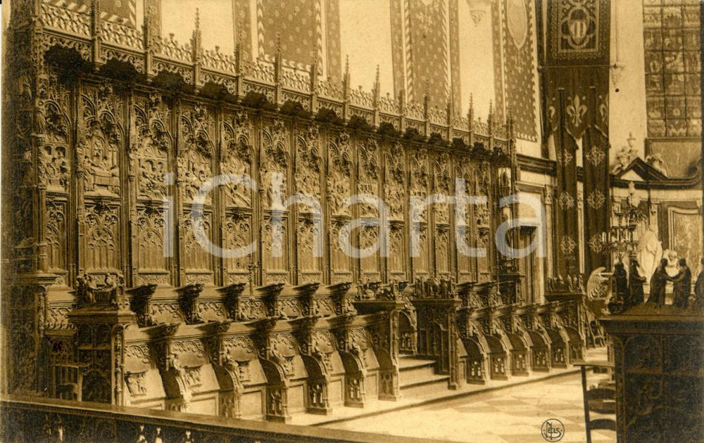 Cartolina originale da collezione 1910 ca LOUVAIN BELGIO Les stalles de l Eglise SAINTE GERTRUDE Cartolina NV 1