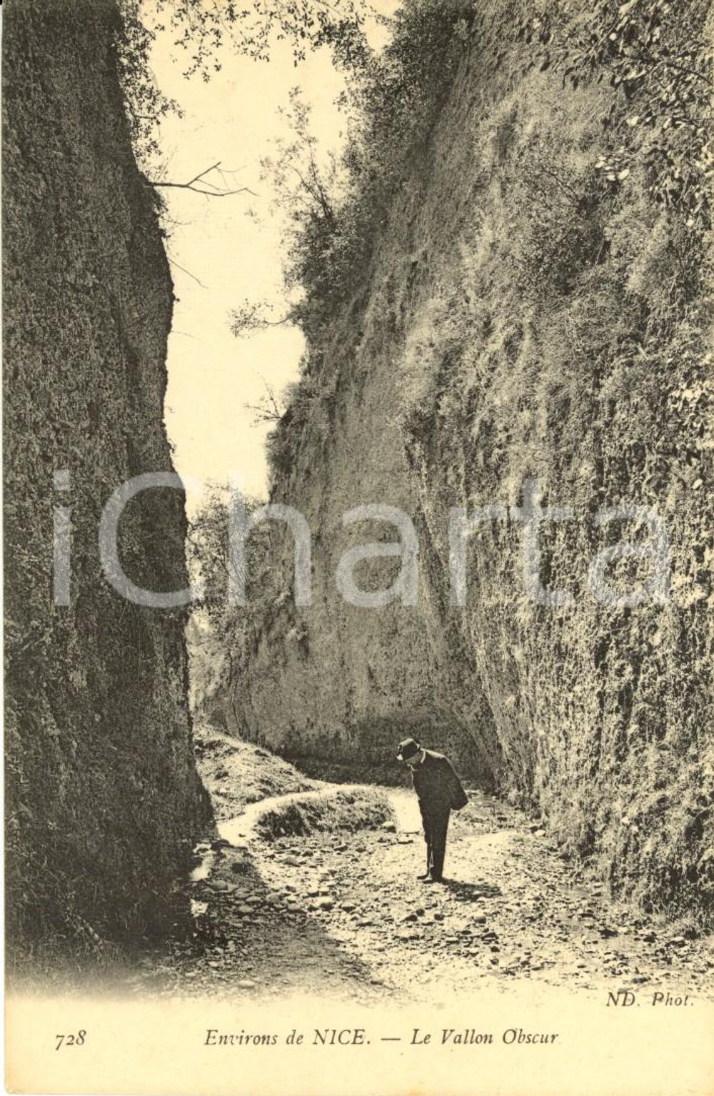 Cartolina originale da collezione 1910 ca NICE FRANCE Vue du Vallon OBSCUR Cartolina ANIMATA FP NV 1