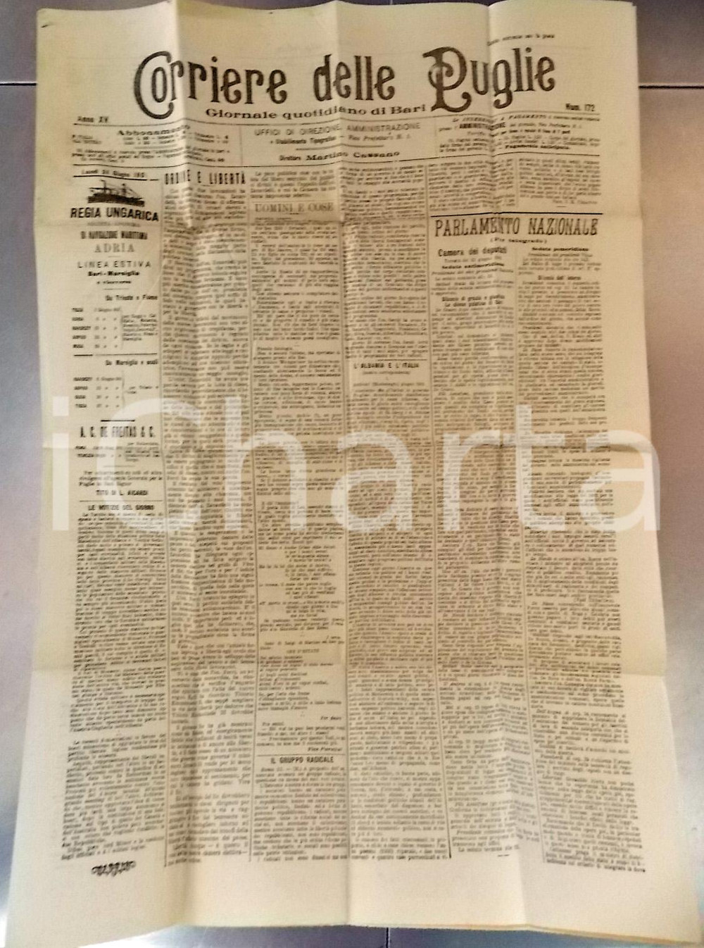 Giornale, rivista storica 1901 BARI CORRIERE DELLE PUGLIE L on. ZANARDELLI e la lotta di classe Giornale 1