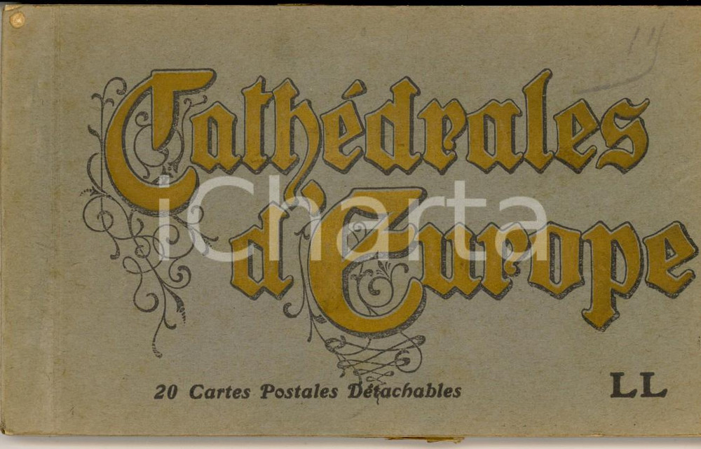 Cartolina originale da collezione 1920 CATHEDRALES D EUROPE Album 20 cartes postales dÃ©tachables VINTAGE 1