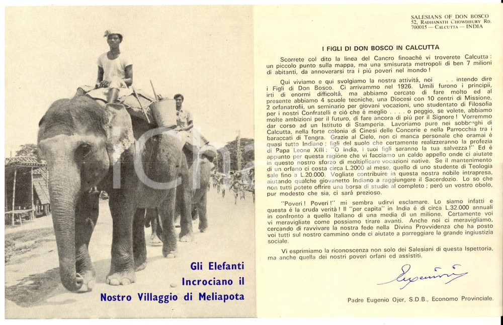 Materiale pubblicitario d’epoca 1970 ca MELIAPOTA INDIA Missione DON BOSCO Lettera per richiesta aiuti 1