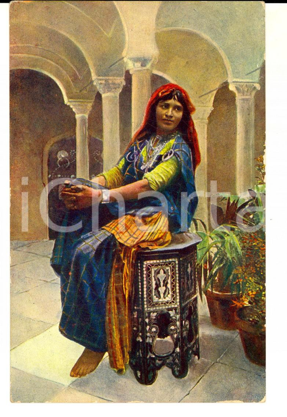 Cartolina originale da collezione 1912 ALESSANDRIA D EGITTO Donna in costume Cartolina HADJICHRISTON a Ida Stanga 1