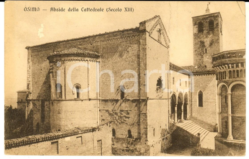 Cartolina originale da collezione 1919 OSIMO AN Abside della cattedrale Cartolina conte GALLO al conte UBALDINI 1