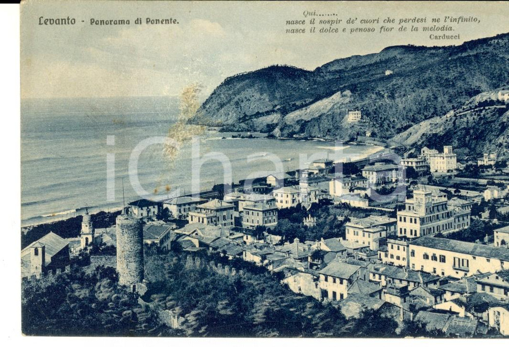 Cartolina originale da collezione 1915 LEVANTO SP Panorama di Ponente Cartolina a Rosina SEGANTI GIOPPI 1