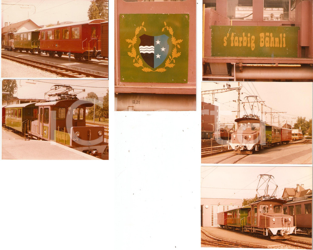 Fotografia d epoca originale 1975 ca SVIZZERA Ferrovie S FARBIG BAHNLI Locomotiva Lotto 6 fotografie 1