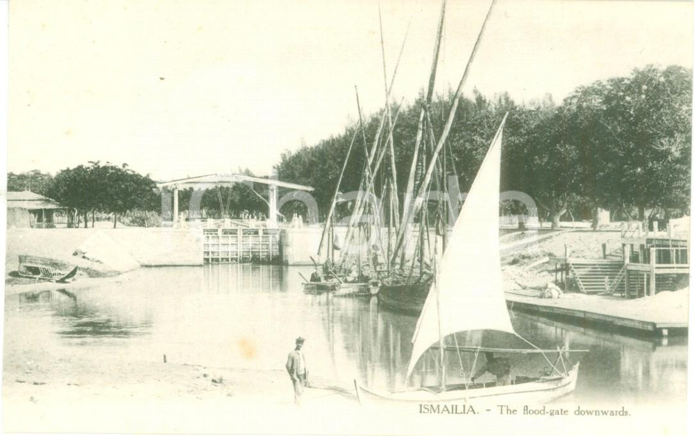 Cartolina originale da collezione 1930 ca ISMAILIA EGITTO The floodgate downwards Cartolina FP NV 1
