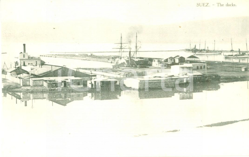 Cartolina originale da collezione 1930 ca SUEZ EGITTO Piroscafi ormeggiati al porto Cartolina FP NV 1