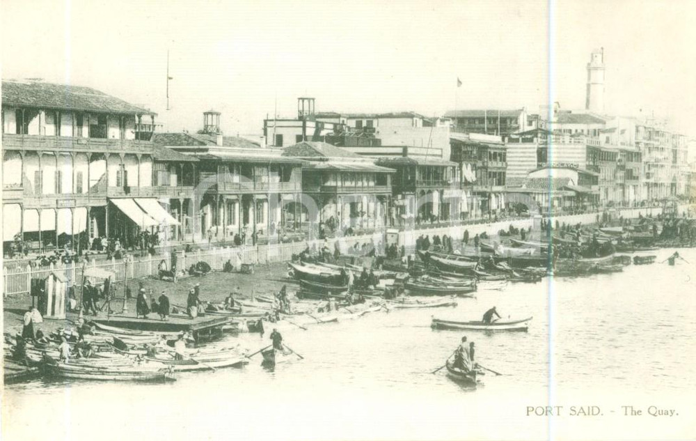 Cartolina originale da collezione 1930 ca PORTO SAID EGITTO Barche alla banchina del porto Cartolina FP NV 1