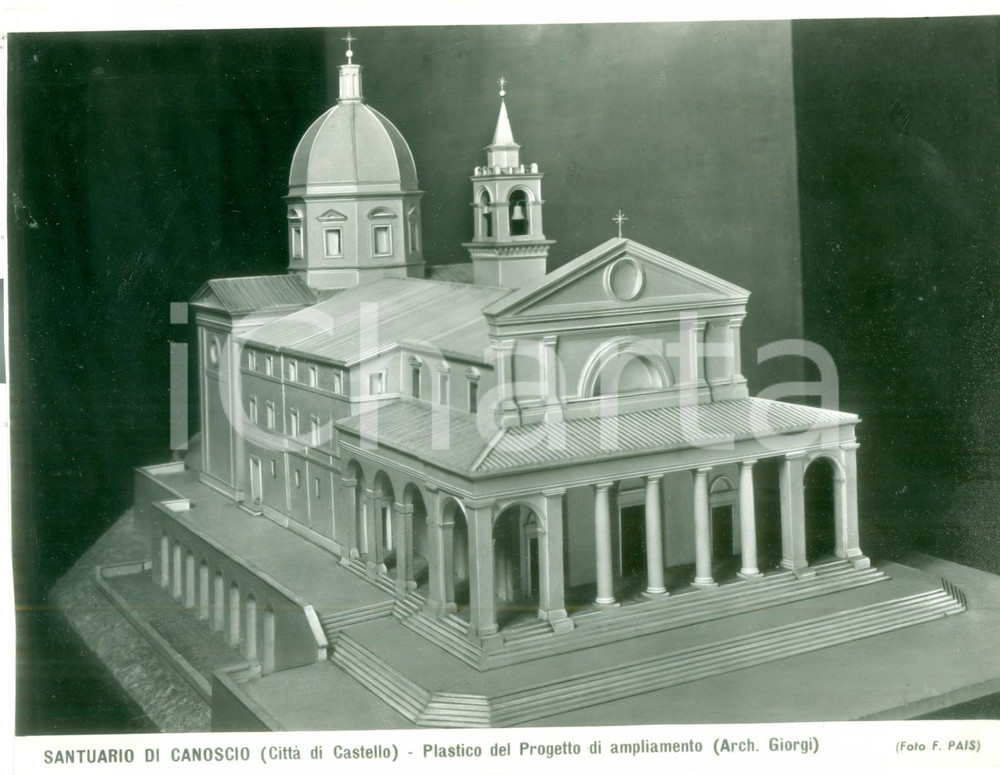 Fotografia d epoca originale 1955 ca CITTÃ€ DI CASTELLO PG Santuario di CANOSCIO Foto seriale del plastico 1