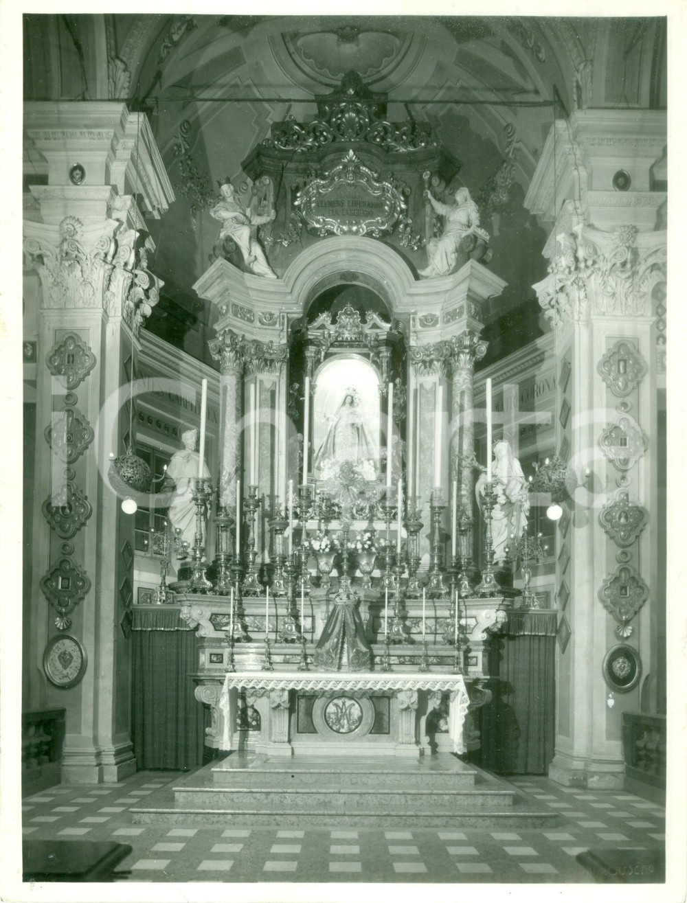 Fotografia d epoca originale 1955 ca FONTANELLATO PR Altare Santuario Beata Vergine Santo Rosario Foto 1