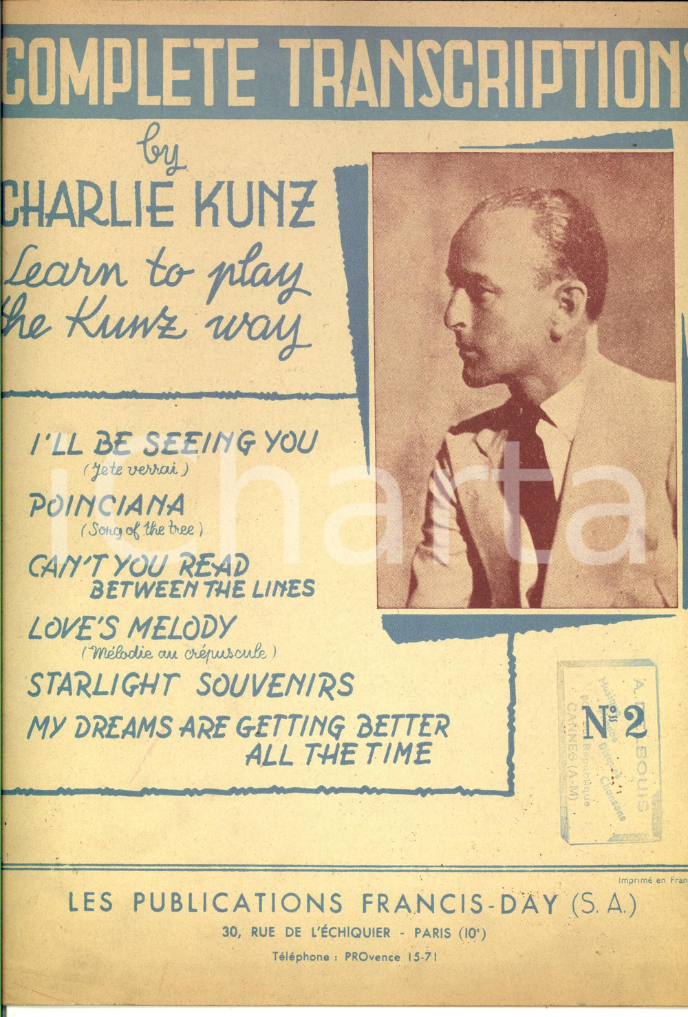 Oggetto da collezione cartaceo 1946 Charlie KUNZ Complete transcriptions  Learn to play Spartiti 1
