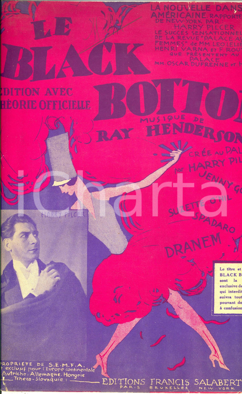 Oggetto da collezione cartaceo 1926 Ray HENDERSON Le black bottom Spartito DANNEGGIATO ed. SALABERT 1