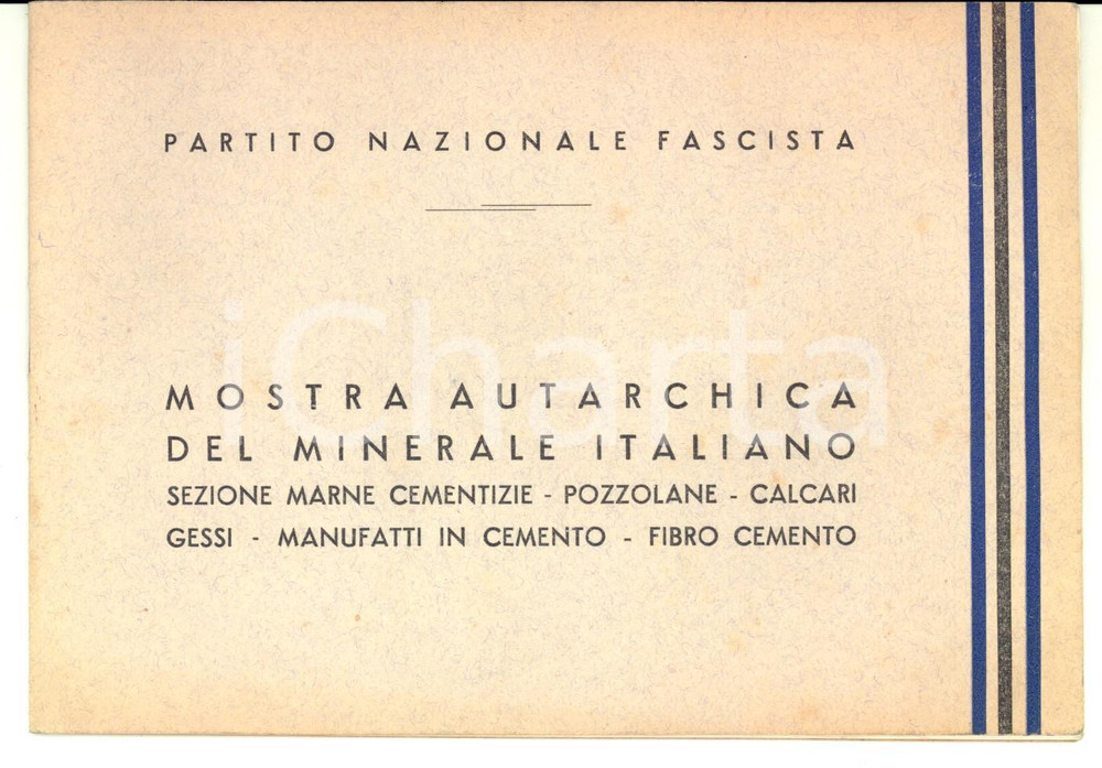 Documento originale, autentico 1938 PNF ROMA Mostra Autarchica del Minerale Italiano ILLUSTRATO 20 pp 1