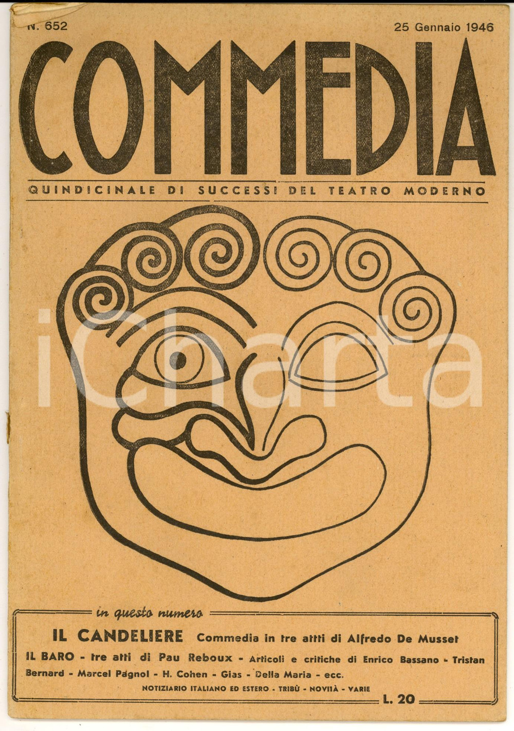 Giornale, rivista storica 1946 COMMEDIA Alfred de MUSSET Il candeliere Rivista TEATRO nÂ°652 1