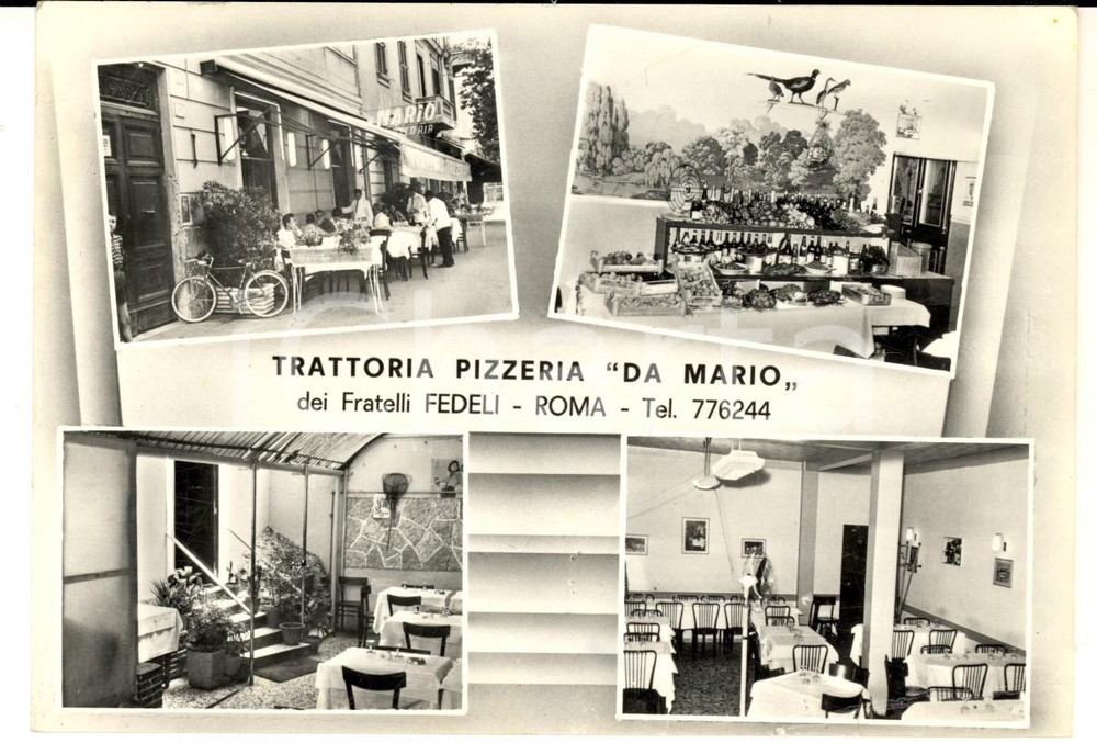 Cartolina originale da collezione 1969 ROMA Vedutine trattoria pizzeria DA MARIO Cartolina VINTAGE FG 1