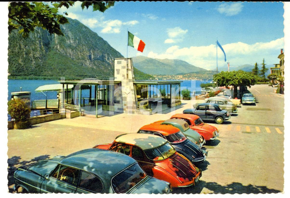 Cartolina originale da collezione 1963 CAMPIONE D ITALIA CO Lungolago Cartolina AUTOMOBILI VINTAGE FG VG 1