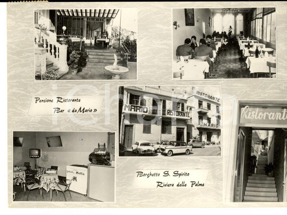 Cartolina originale da collezione 1963 BORGHETTO SANTO SPIRITO SV Vedutine ristorante bar DA MARIO Cartolina FG 1
