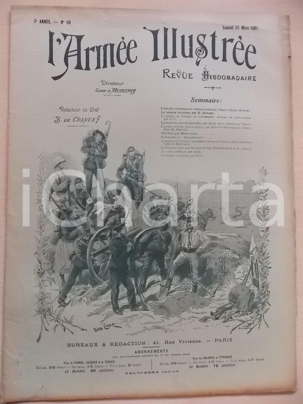 1901 ARMEE ILLUSTREE EntrÃ©e du gÃ©nÃ©ral LANGLOIS Ã  Nancy *Revue annÃ©e III nÂ° 80 Rivista. CONDIZIONI: G     originale e autentica 1