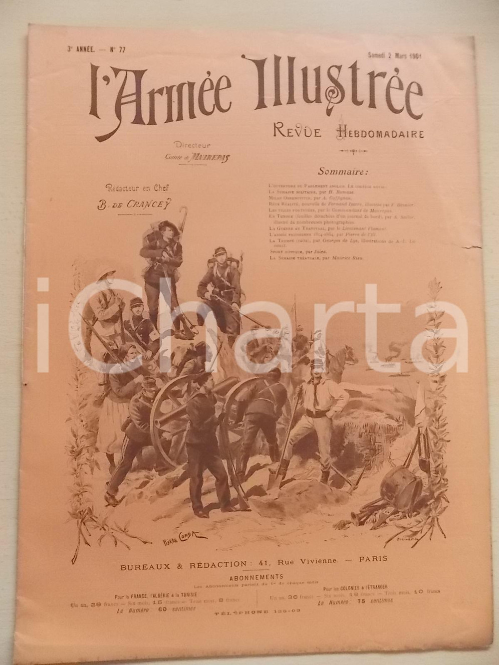Giornale, rivista storica 1901 ARMEE ILLUSTREE Milan OBRENOVITCH Revue hebdomadaire annÃ©e III nÂ° 77 1