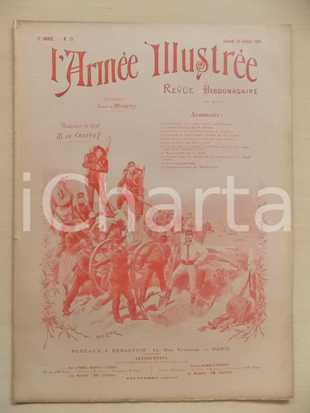 Giornale, rivista storica 1901 ARMEE ILLUSTREE Les funÃ©railles de la reine Victoria Revue annÃ©e III nÂ° 75 1