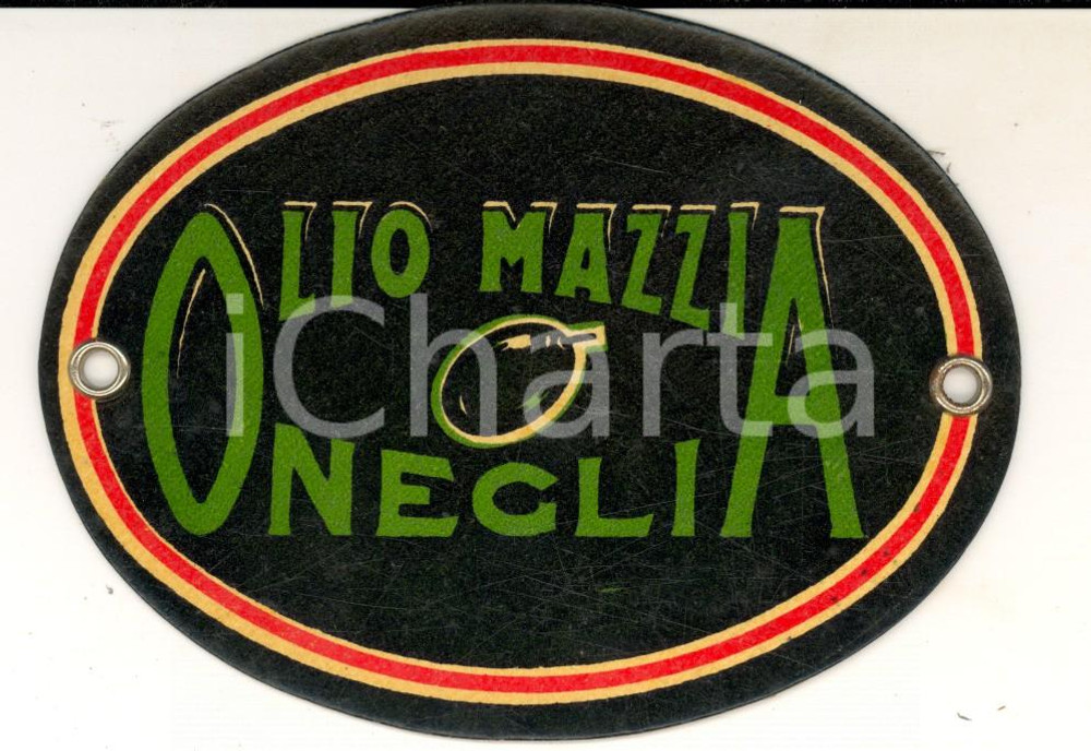 Materiale pubblicitario d’epoca 1930 ca ONEGLIA IM Ditta Ido MAZZIA Olio Etichetta 1