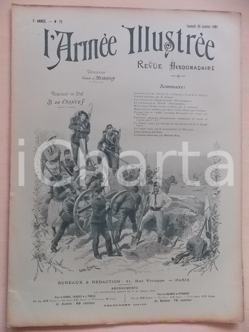 Giornale, rivista storica 1901 ARMEE ILLUSTREE Naufrage RUSSIE au cap Faraman Revue annÃ©e III nÂ° 72 1