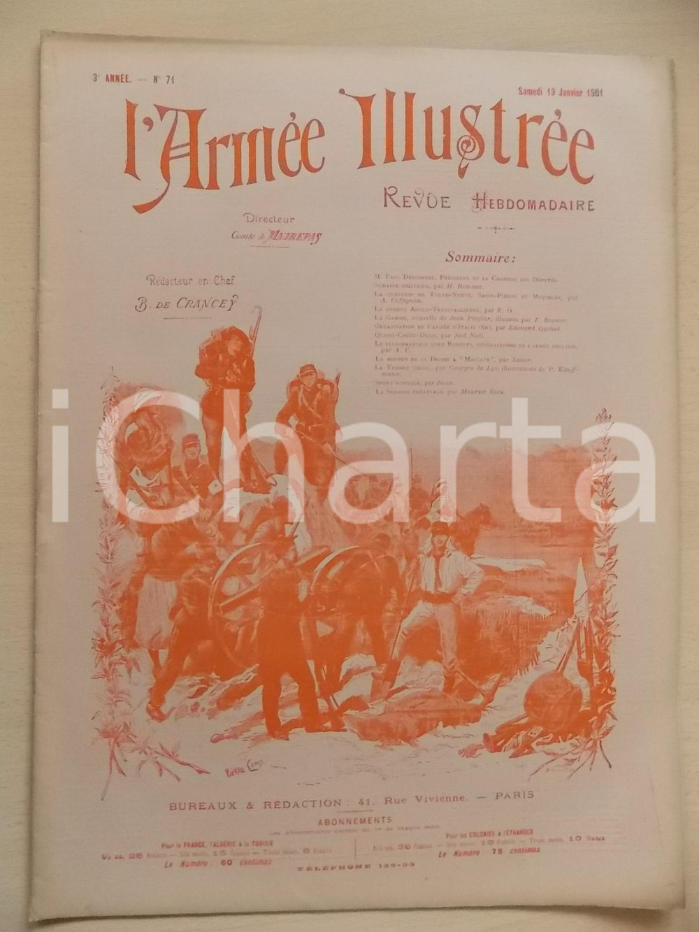 Giornale, rivista storica 1901 ARMEE ILLUSTREE La question de TerreNeuve Revue annÃ©e III nÂ° 71 1