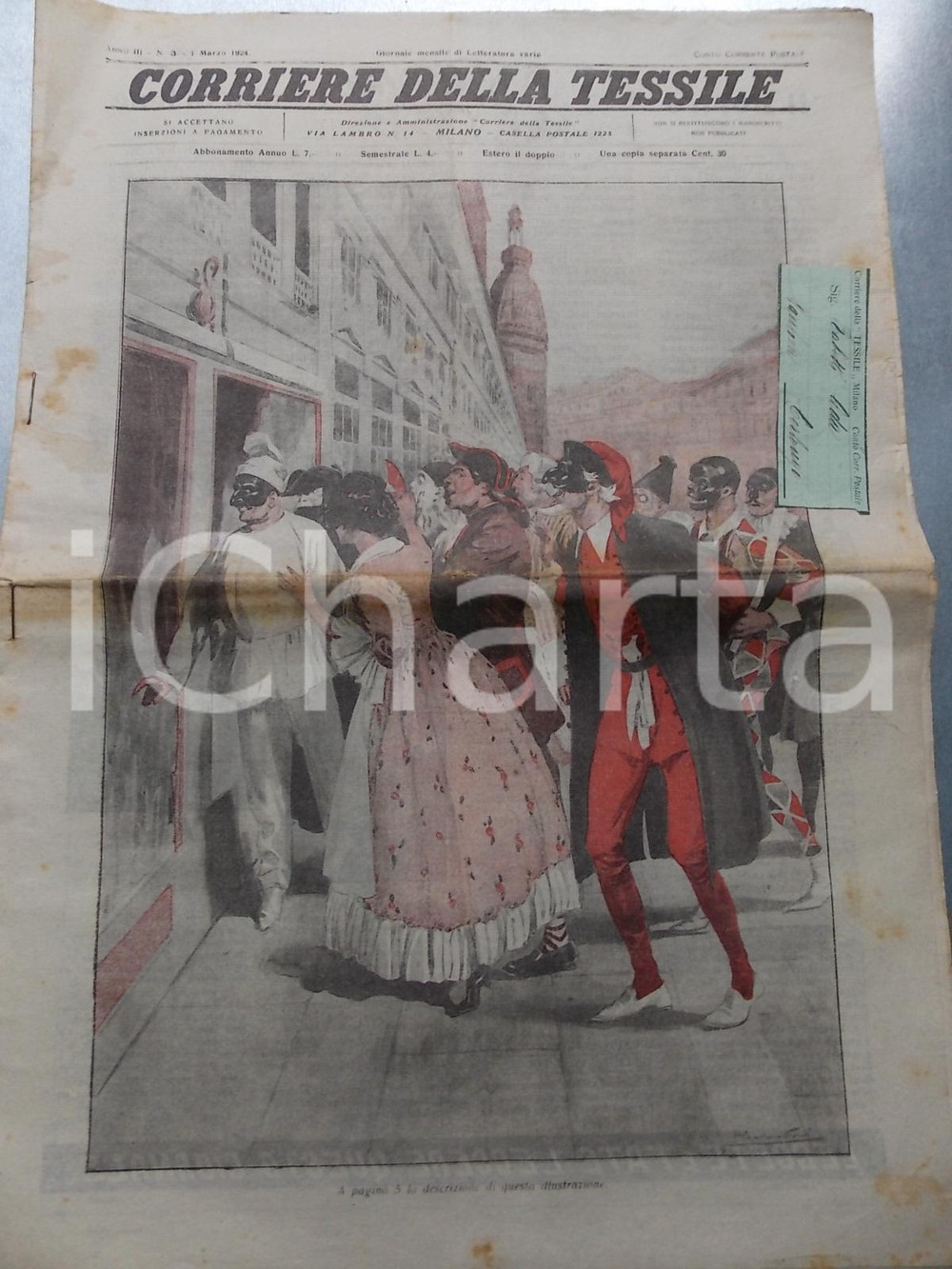 Giornale, rivista storica 1924 CORRIERE DELLA TESSILE Moda estiva femminile Rivista anno III nÂ°3 1