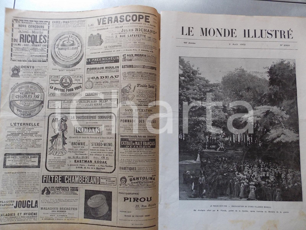 Giornale, rivista storica 1902 LE MONDE ILLUSTRÃ‰ Inaugurazione stand VILLEBOIS MAREUIL Con sovracoperta 1