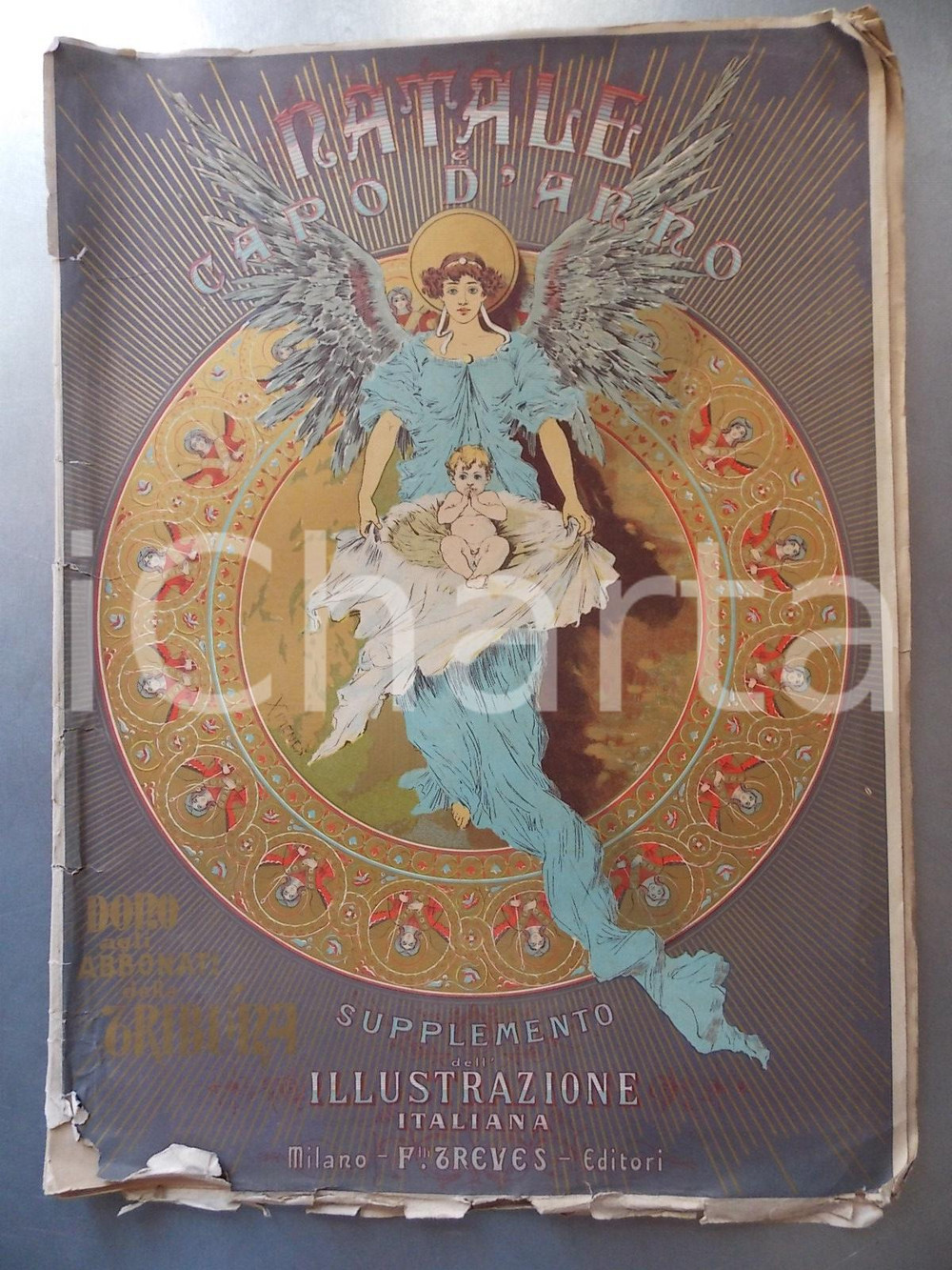 1880 ca NATALE E CAPO D'ANNO Supplemento dell'ILLUSTRAZIONE ITALIANA Ed. TREVES CONDIZIONI: POOR (copertina distaccata) FORMATO: 33 x 45 cm      originale e autentica 1