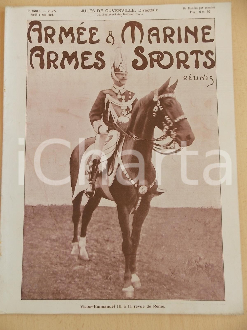 Giornale, rivista storica 1904 ARMEE ET MARINE  ARMES ET SPORTS VictorEmmanuel III Ã  la revue de Rome 1