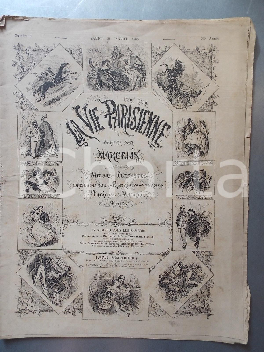 Giornale, rivista storica 1885 PARIS La vie parisienne Rivista ILLUSTRATA Anno 23 nÂ° 5 L Ã©chÃ©ance 1