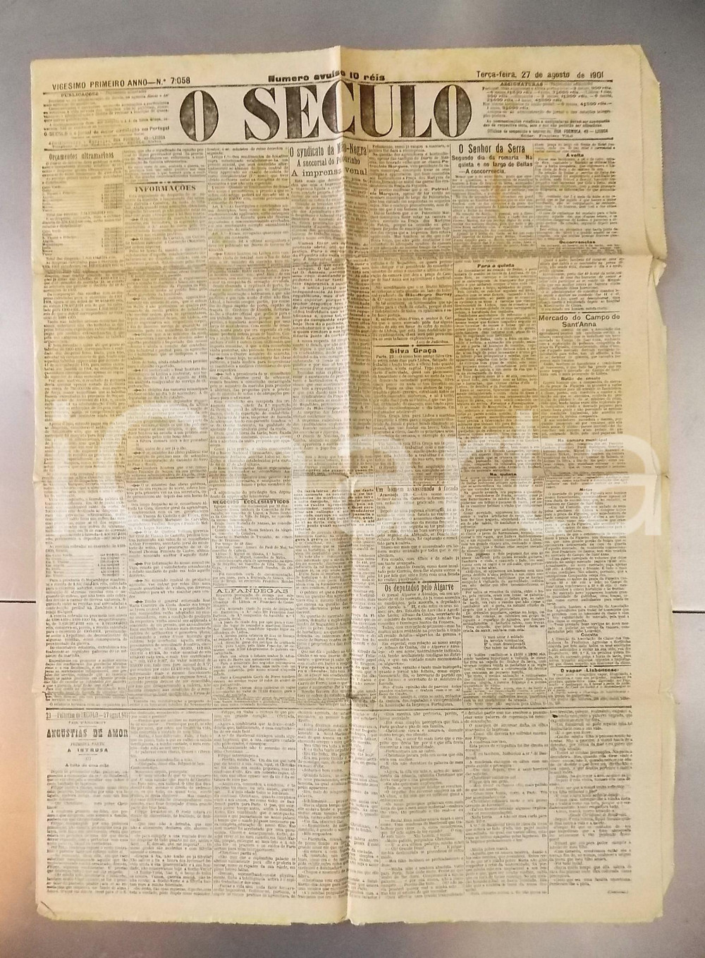 Giornale, rivista storica 1901 O SECULO O syndicato da MAONEGRA BURNAY Giornale anno XXI nÂ° 7058 1