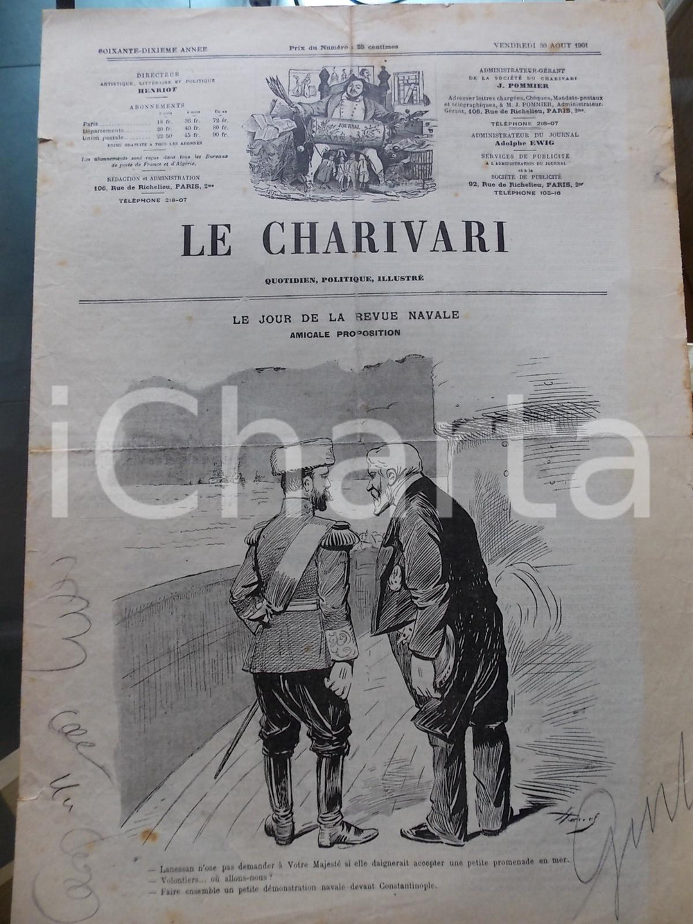 Giornale, rivista storica 1901 LE CHARIVARI Le jour de la revue navale Quotidien ILLUSTRE 1