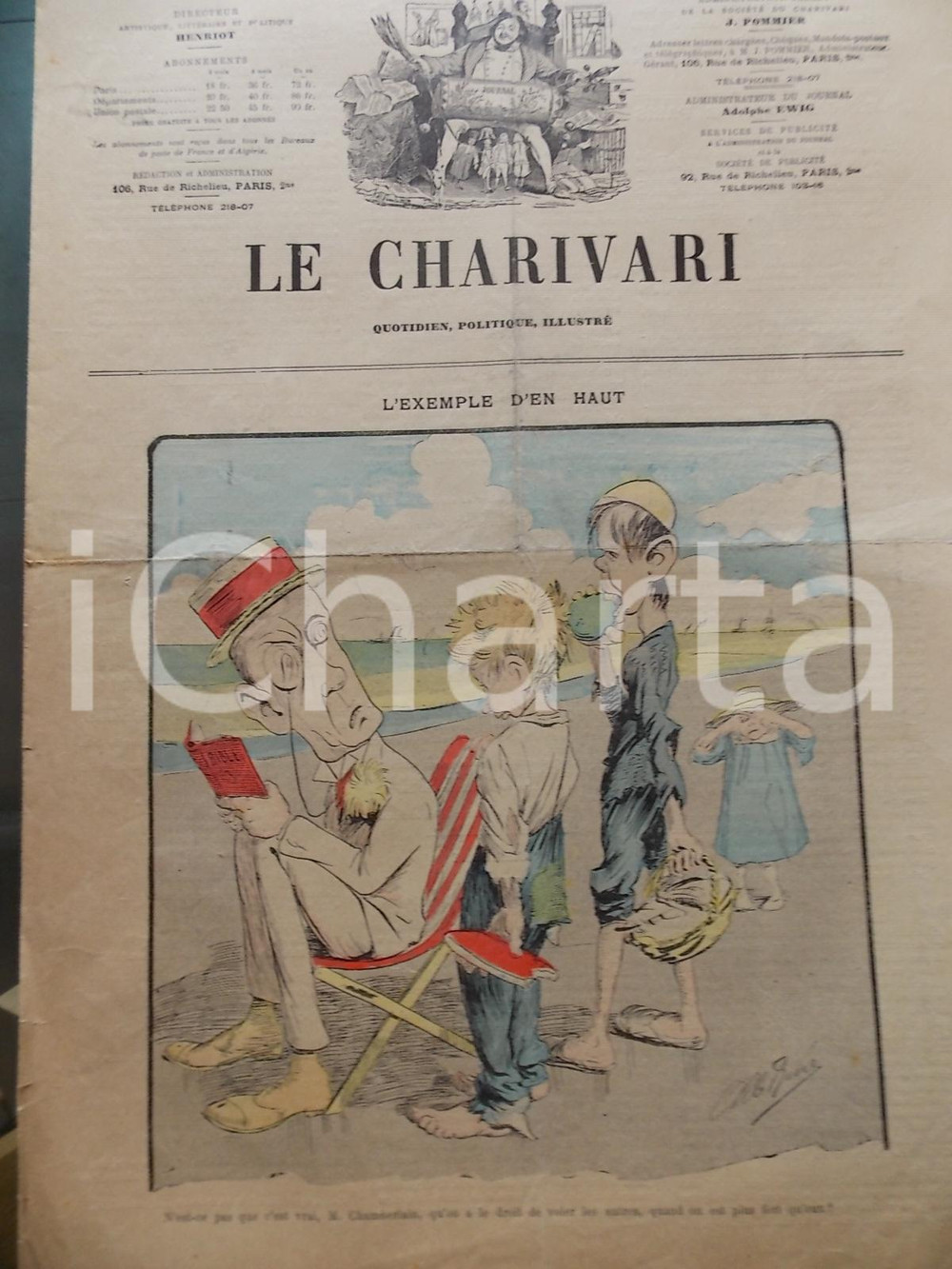 Giornale, rivista storica 1901 LE CHARIVARI L exemple d en haut Quotidien ILLUSTRE  Albert RENE 1