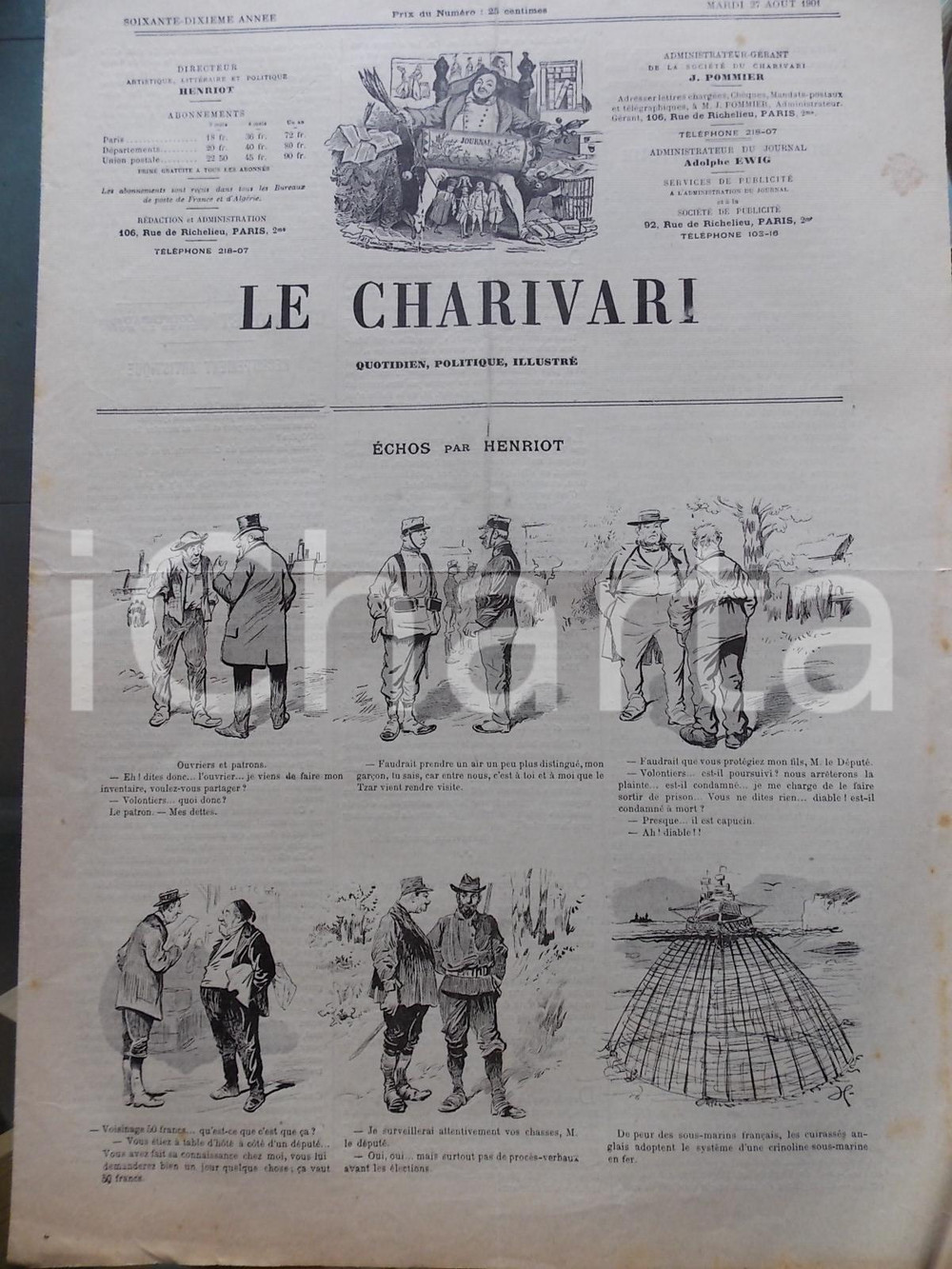 Giornale, rivista storica 1901 LE CHARIVARI Echos par HENRIOT Quotidien politique ILLUSTRE 1