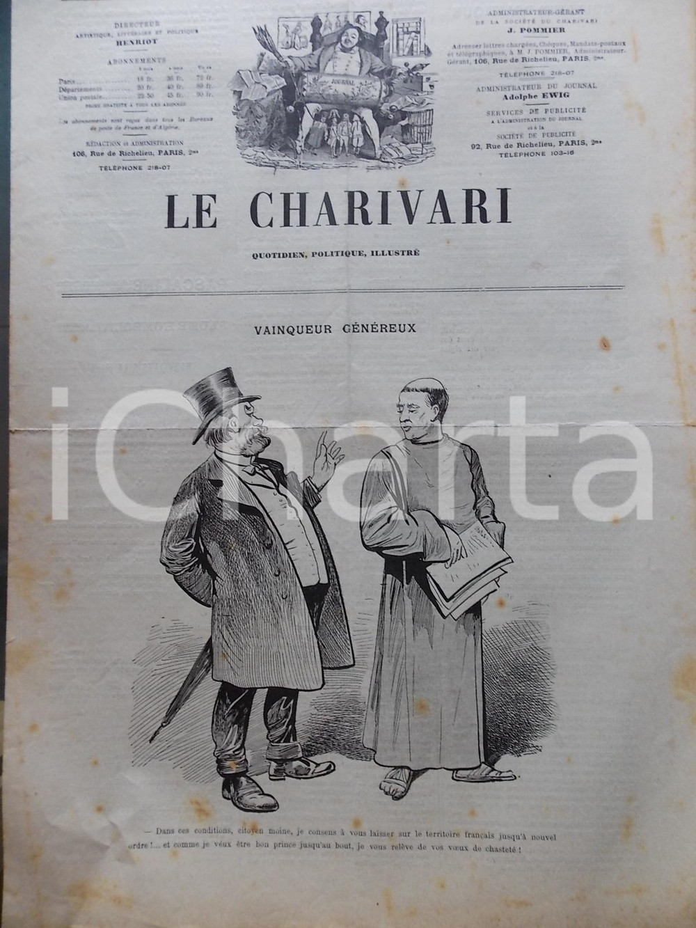Giornale, rivista storica 1901 LE CHARIVARI Mythologie comique Quotidien politique ILLUSTRE  DAUMIER 1