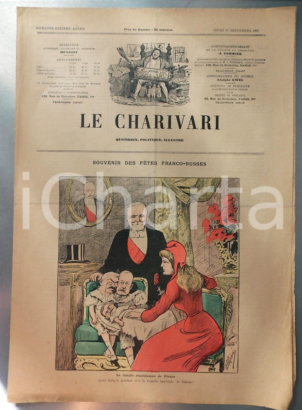 Giornale, rivista storica 1901 LE CHARIVARI Souvenir fetes francorusses Quotidien ILLUSTRE  Albert RENE 1