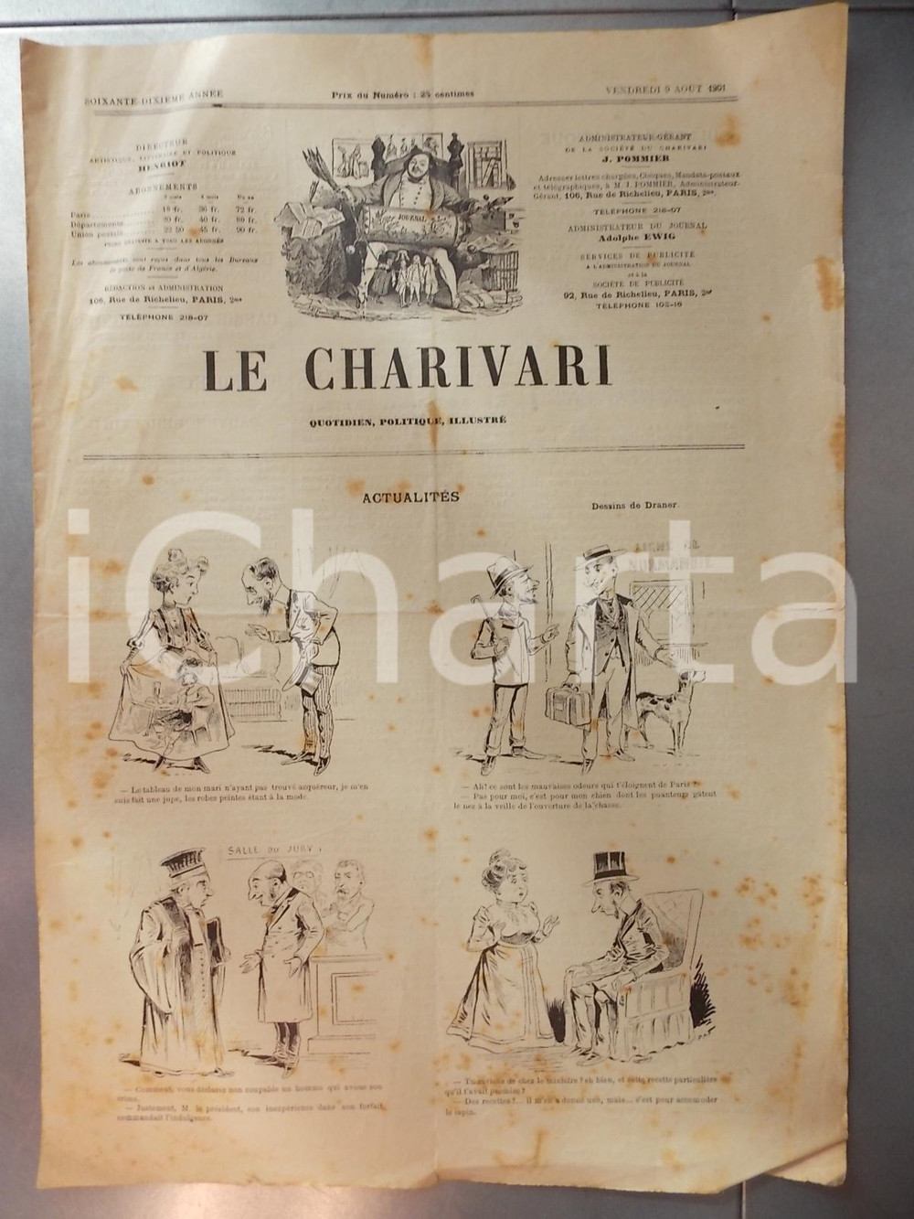 Giornale, rivista storica 1901 LE CHARIVARI ActualitÃ©s Quotidien politique ILLUSTRE  dessins DRANER 1