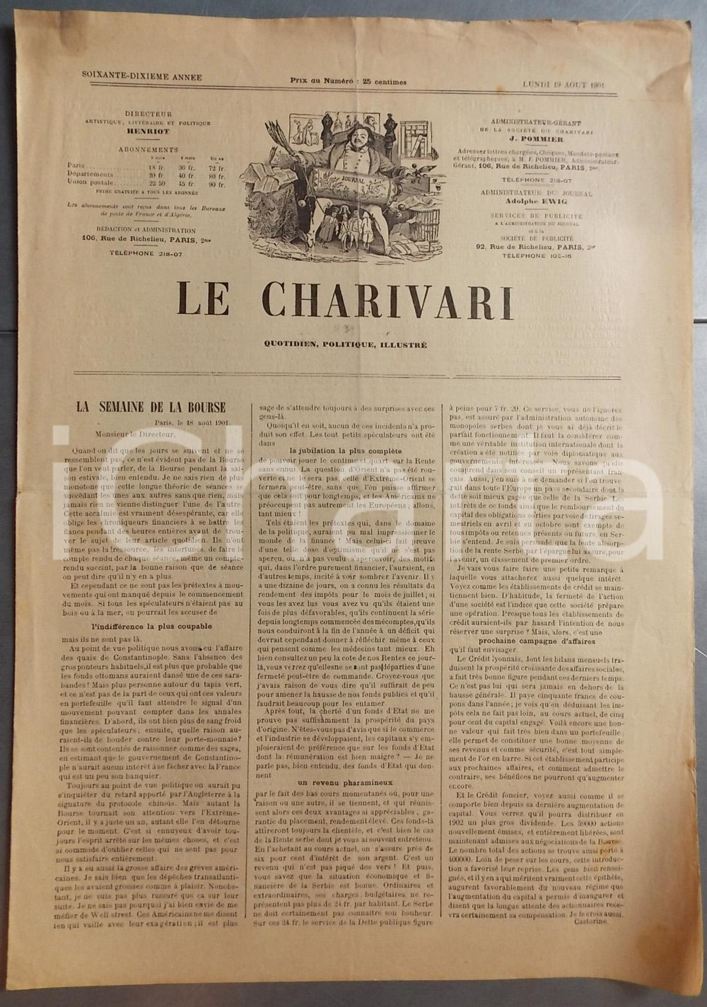 Giornale, rivista storica 1901 LE CHARIVARI ChevauchÃ©e des Walkyries Quotidien ILLUSTRE  DE VOSGROIS 1