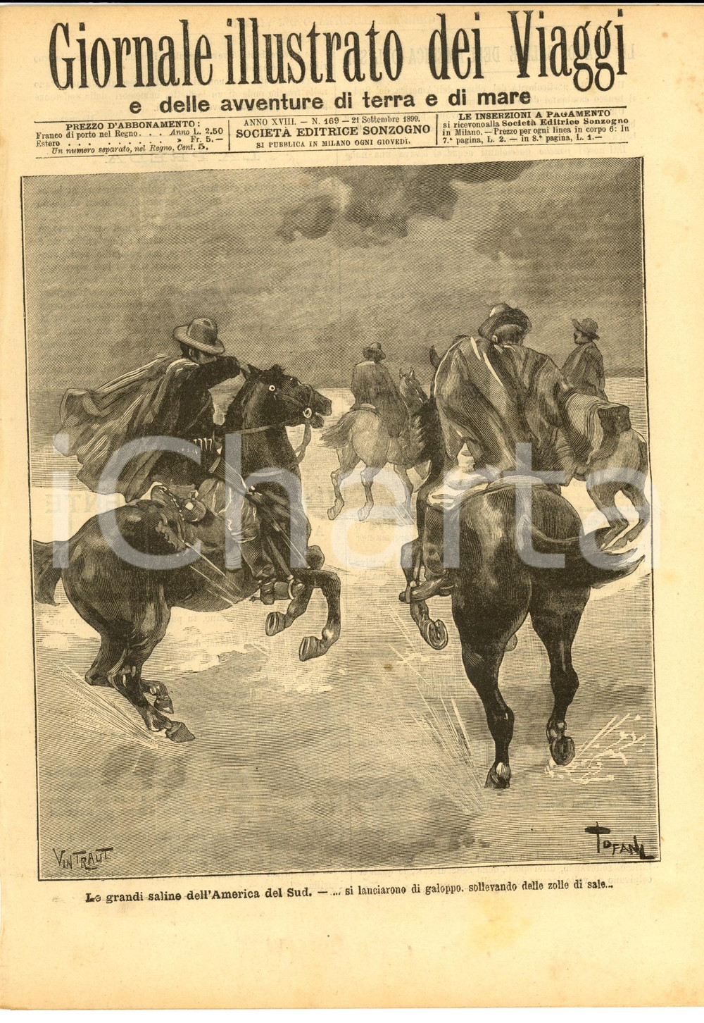 Giornale, rivista storica 1899 GIORNALE ILLUSTRATO DEI VIAGGI Grandi saline dell America del Sud nÂ° 169 1